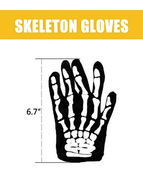 Skeleton Gloves-Cosplay Unisex Full Finger Gloves Costume Cosplay Skeleton Hand Gloves for Halloween Party Fancy Dress Costume Black