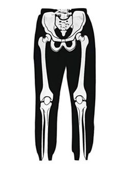 uideazone Unisex Halloween Cospaly Costume Human Skeleton Skull Collection Tank Hoodie Sweatshirt Sweatpant T-Shirt