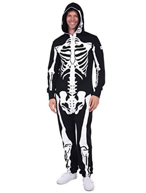 Tipsy Elves' Men's Skeleton Jumpsuit - Scary Black and White Halloween Jumpsuit
