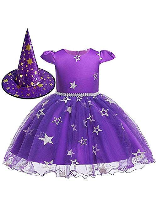 Girl Halloween Costumes Cat Dress Cosplay Witch Hat Holiday Party Tulle Performance Wear Pageant Dress