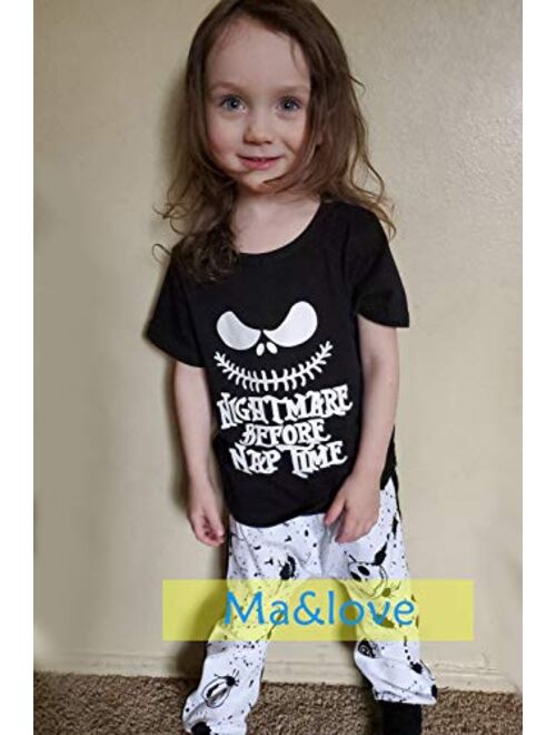 Halloween Todder Baby Boy Girl Clothes 2PCs Outfit Set Nightmare Before Nap Time T-Shirt and Skull Pants 0-6 T