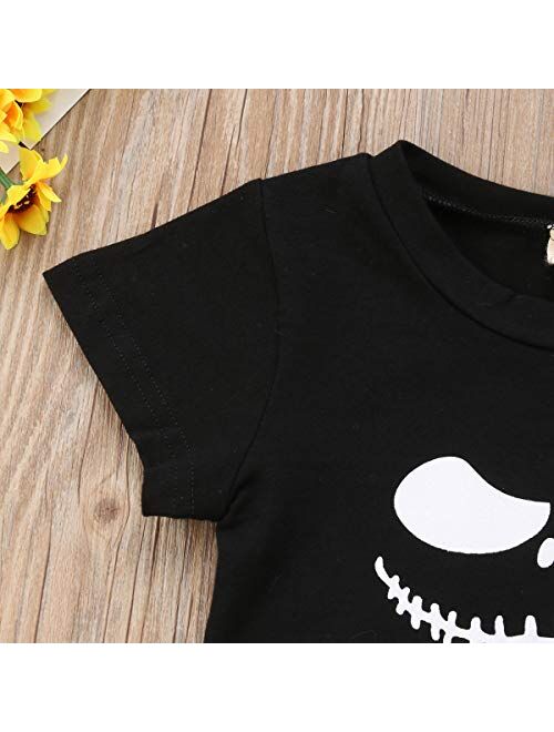 Infant Toddler Baby Boy Halloween Outfits Shirt Top Sweatshirt Long Pants Trouser 2Pcs Skull Clothes Set