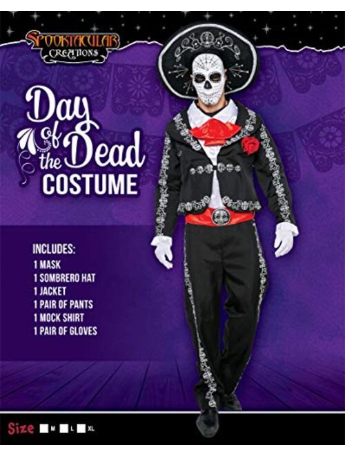 Spooktacular Creations Mens Day of The Dead Mariachi Senor Adult Costume Set Halloween Dress Up Party, Dia de Los Muertos