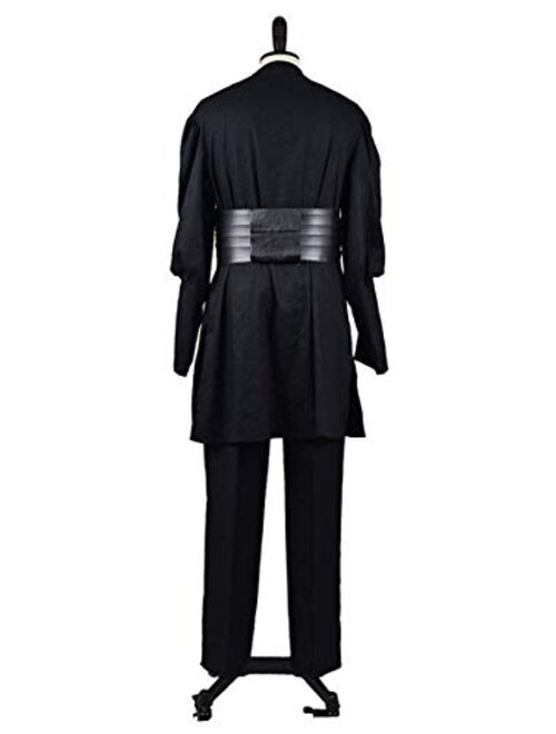 Rongxu Mens Black Tunic Hooded Robe Pants with Belt Full Set Adult Tunic Costume Classic Halloween Cosplay Outfit US Size