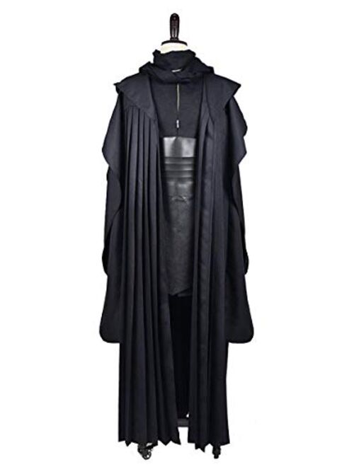 Rongxu Mens Black Tunic Hooded Robe Pants with Belt Full Set Adult Tunic Costume Classic Halloween Cosplay Outfit US Size