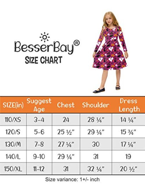 BesserBay Girl's Halloween Print Pumpkin Swing Midi Dress 3-12 Years