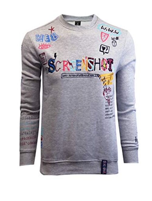 Screenshotbrand Mens Urban Hip Hop Premium Fleece Pullover Active Urbanwear Street Fashion Crew Neck Sweatshirt