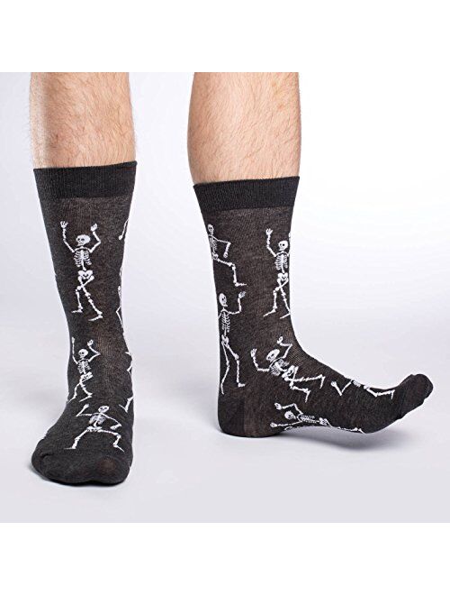 Good Luck Sock Men's Halloween Skeleton Socks - Black, Adult Shoe Size 7-12