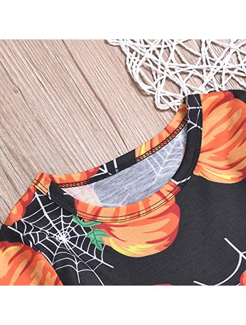 Kids Halloween Custume Baby Girl Dress Outfit Long Sleeve Pumpkin Ghost Party Carnival Clothes