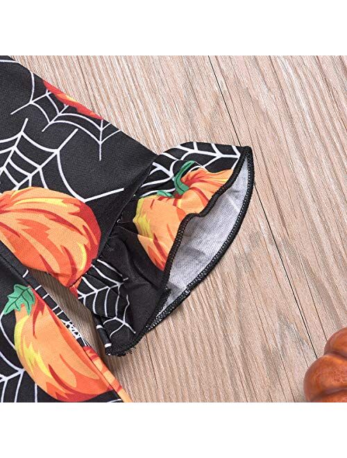 Kids Halloween Custume Baby Girl Dress Outfit Long Sleeve Pumpkin Ghost Party Carnival Clothes