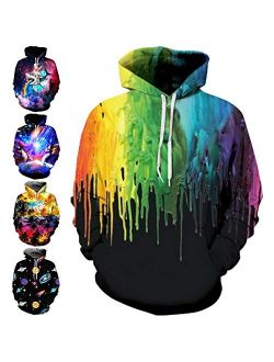 TUONROAD 3D Graphic Hoodies Sweaters with Fleece Realistic Sweatshirts Pullover for Men Women