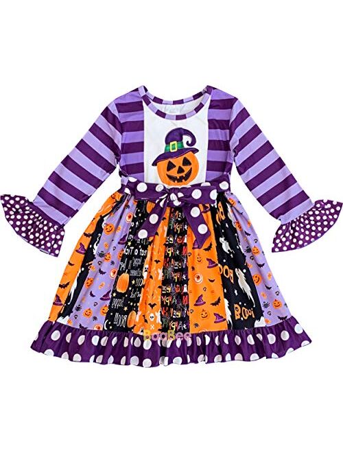 Boutique Clothing Girls Fall Colors Halloween Boo Ghost Pumpkin Dress