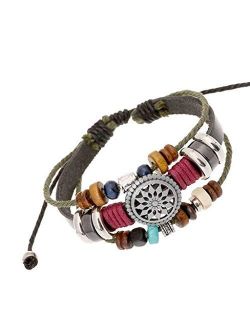 OYEFLY Vintage Bohemia Beaded Bracelet, Multilayer Hand Woven Wristbands, Hemp Cords Wrap Bracelet Jewelry for Men and Women