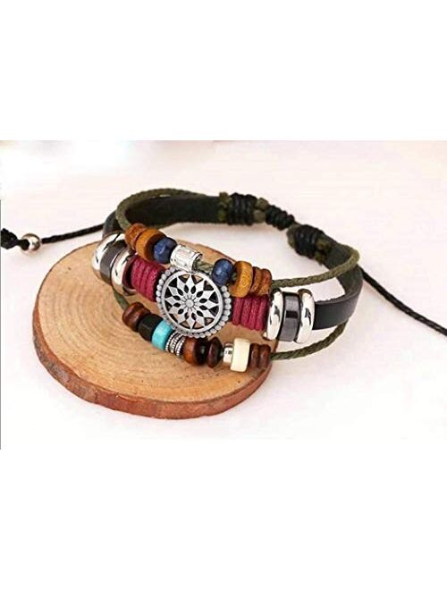OYEFLY Vintage Bohemia Beaded Bracelet, Multilayer Hand Woven Wristbands, Hemp Cords Wrap Bracelet Jewelry for Men and Women