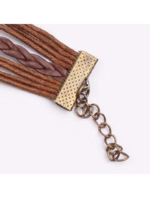 Harlorki Retro Vintage Handmade Pu Leather Bracelet Wristlet Bangle Wrist Band Hand Chain Charm