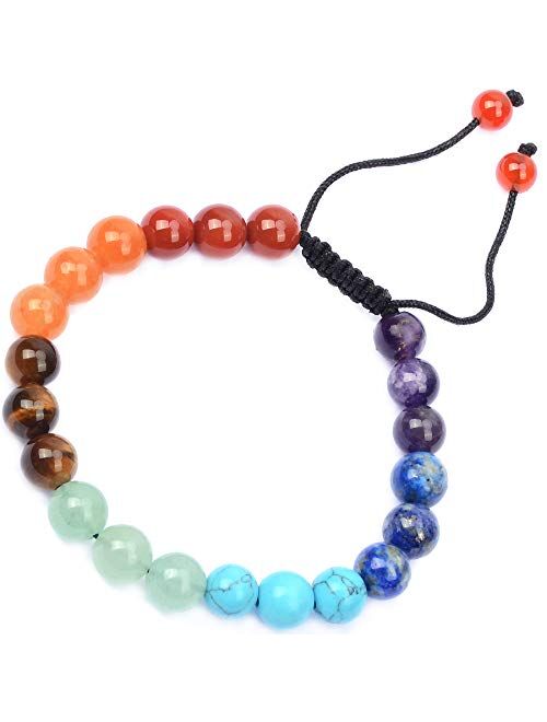 Massive Beads Natural Healing Power Gemstone Crystal Beads Unisex Adjustable Macrame Bracelets 8mm
