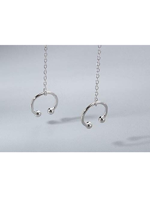 SLUYNZ 925 Sterling Silver Cuff Chain Earrings Wrap Tassel Earrings for Women Crawler Earrings