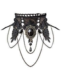Aniwon Vintage Black Lace Skull Choker Necklace for Women Girls Halloween Decorations Party Accessory