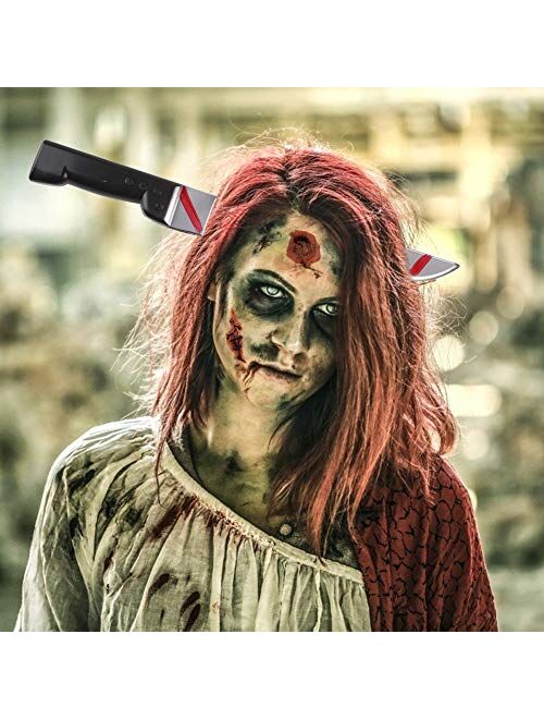 BigOtters Halloween Headbands, 23PCS Halloween Horror Set Including 5PCS Headwear Cleaver Bloody Headpieces and 18PCS Zombie Tattoos Stickers for Tricky Toys Costume Part