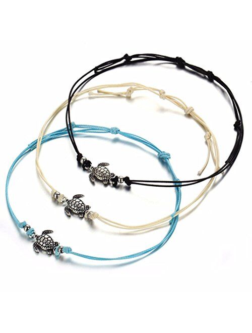 Hatoys 3PCS Women's Vintage Bracelet Jewelry, Turtle Beach Foot Chain Anklets