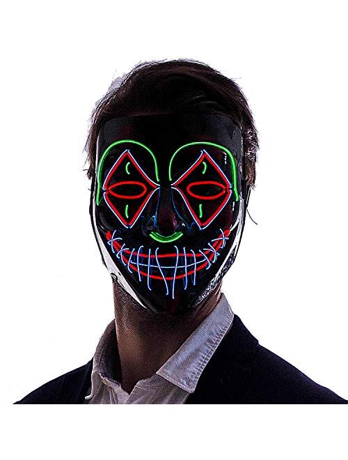 JOYIN Halloween Cosplay LED Mask Light Up Scary Skull/Clown Mask with 3 Lighting Modes for Halloween Cosplay Costume Party
