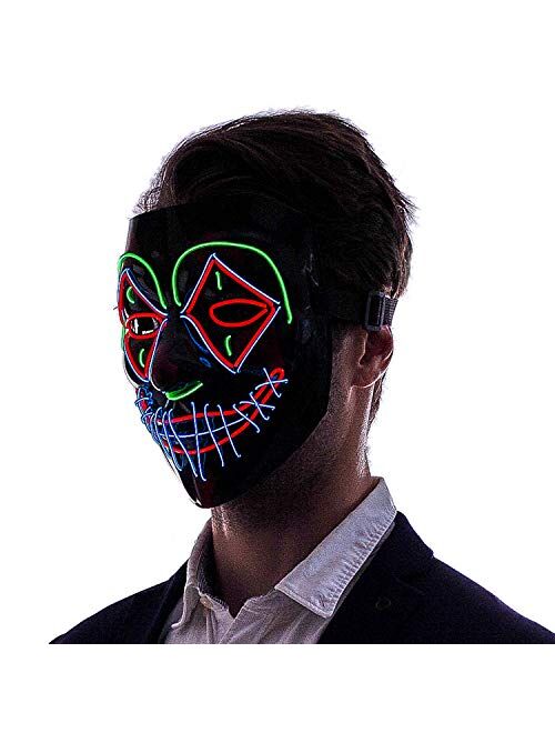 JOYIN Halloween Cosplay LED Mask Light Up Scary Skull/Clown Mask with 3 Lighting Modes for Halloween Cosplay Costume Party