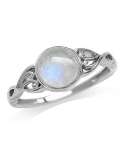 Silvershake 7mm Natural Moonstone 925 Sterling Silver Victorian Style Solitaire Ring