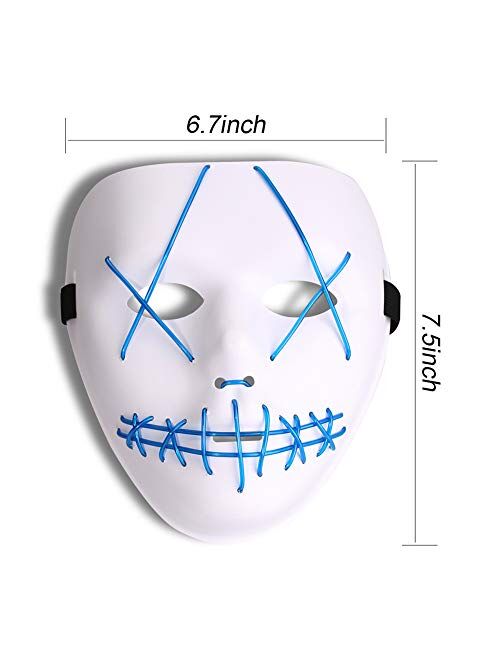 Cosplay LED Light Up Mask Scary Purge Costume Mask for Halloween Festival Party