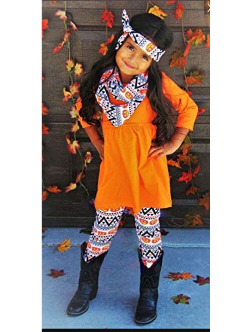 Toddler Baby Girls Halloween Outfits Ruffle Bat T-Shirt Tops Leggings Pants Headband Set 3Pcs Fall Winter Clothes