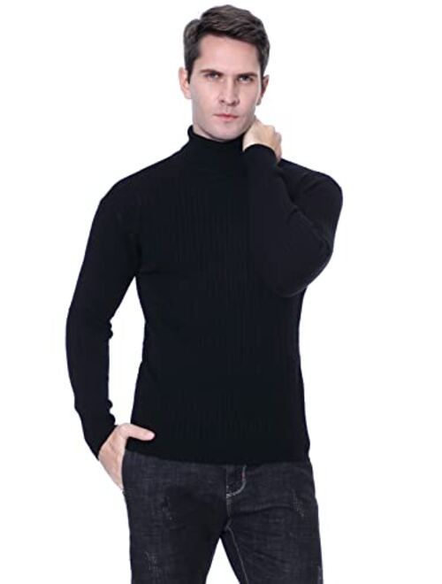 QZH.DUAO Cameinic Men's Casual Slim Fit Turtleneck Pullover Sweaters with Twist Patterned & Long Sleeve T-Shirt