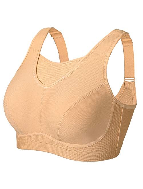 SYROKAN Women's High Impact Bounce Control Wirefree Non-Padded Full Figure Plus Size Sports Bra