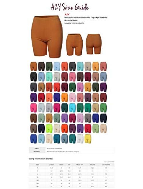 Women's Basic Solid Premium Cotton Mid Thigh High Rise Biker Bermuda Shorts