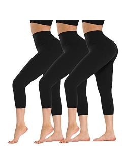 ZOOSIXX High Waisted Soft Capri Leggings for Women-Tummy Control and Elastic Opaque Slimming Reg/Plus Size