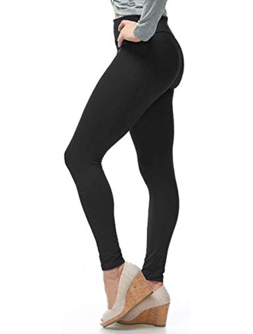 LMB Womens Soft Stretch Leggings Regular/High Yoga Waist 20+ Designs One Size