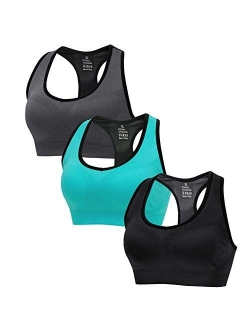 Sports Bras for Women High Impact Support Workout Racerback Seamless Gym Activewear Running Padded Fitness Yoga 3 Pack