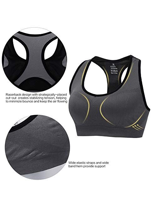 CLUCI Sports Bras for Women High Impact Support Workout Racerback Seamless Gym Activewear Running Padded Fitness Yoga 3 Pack