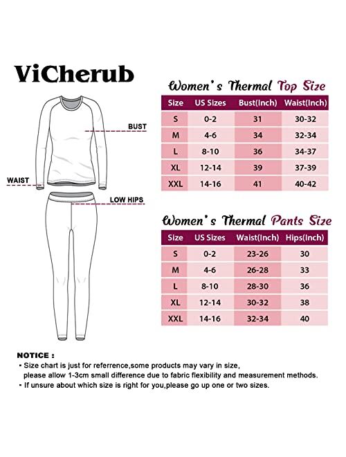 ViCherub Thermal Underwear Set for Women Long Johns Base Layer Fleece Lined Top Bottom