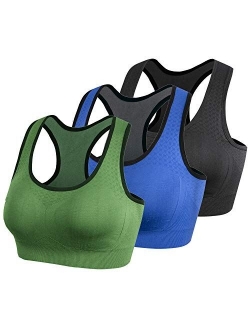 Lykoxa Racerback Sports Bras,Seamless Comfortable Med Support Yoga Bra with Removable Pads for Women