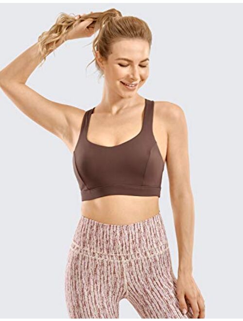 CRZ YOGA Women's Strappy Sports Bra Full Coverage Padded Full Size Supportive Cute Workout Yoga Bra Tops Sexy Back