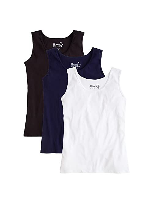 Hanes Black Cotton Pull On Tank Top
