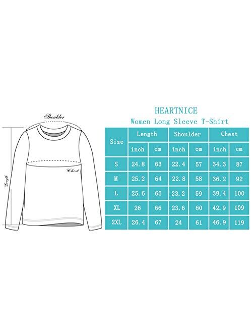 HEARTNICE Plain T-Shirt for Women, 2-Pack Long Sleeve Casual Underwear Soft Top with Round Neck