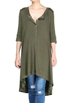 Mordenmiss Women's New Half Sleeve High Low Loose Tunic Tops