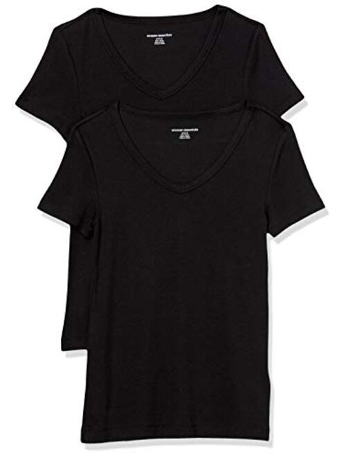 Amazon Essentials Women's 2-Pack Slim-Fit Short-Sleeve V-Neck T-Shirt