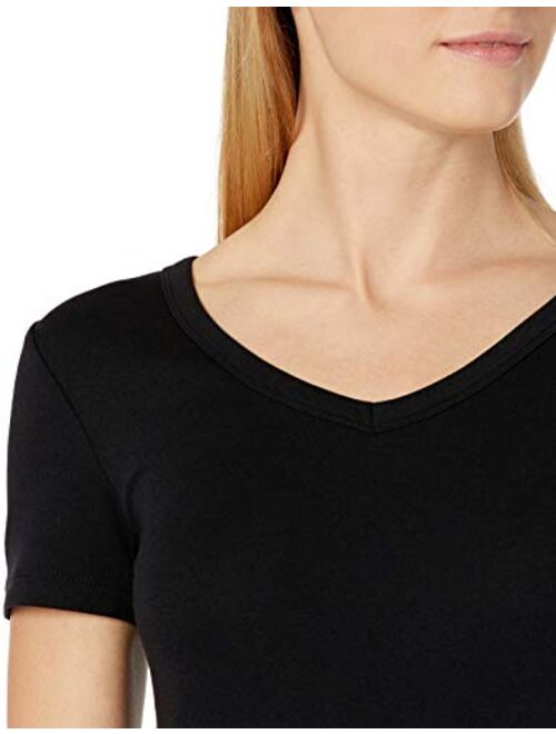 Essentials Womens 2-Pack Slim-Fit Short-Sleeve V-Neck T-Shirt 