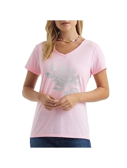 Womens Short Sleeve Graphic V-neck Tee (multiple graphics available)