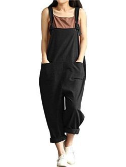 IMAYONDIA Women's Jumpsuits Casual Long Rompers Wide Leg Baggy Bibs Overalls Pants S-5XL