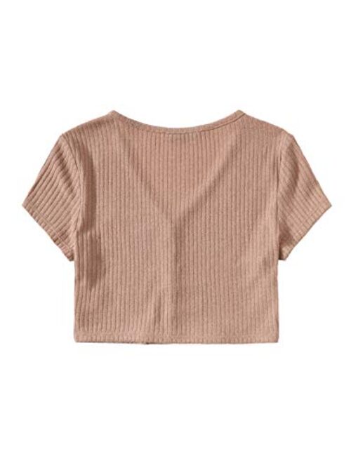 SweatyRocks Women's Summer Short Sleeve Tee Distressed Ripped Crop T-Shirt Tops