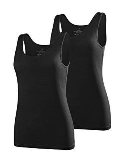 AMVELOP Elastic Tank Tops for Women Undershirts Pack of 4 Slim-Fit Camisole