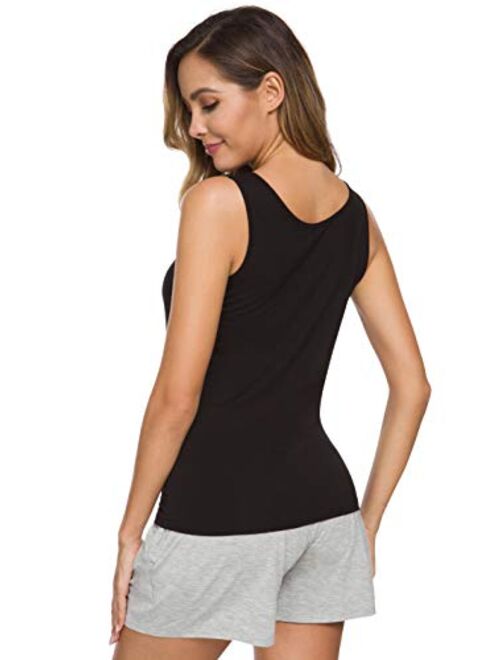 AMVELOP Elastic Tank Tops for Women Undershirts Pack of 4 Slim-Fit Camisole