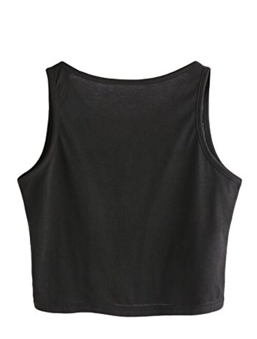 SweatyRocks Women's Casual Sleeveless Round Neck Workout Crop Tank Top Shirts